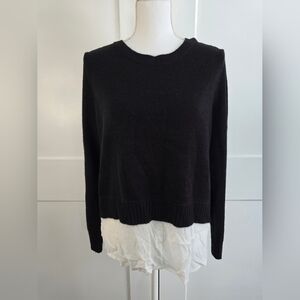 Black Sweater with White Hem